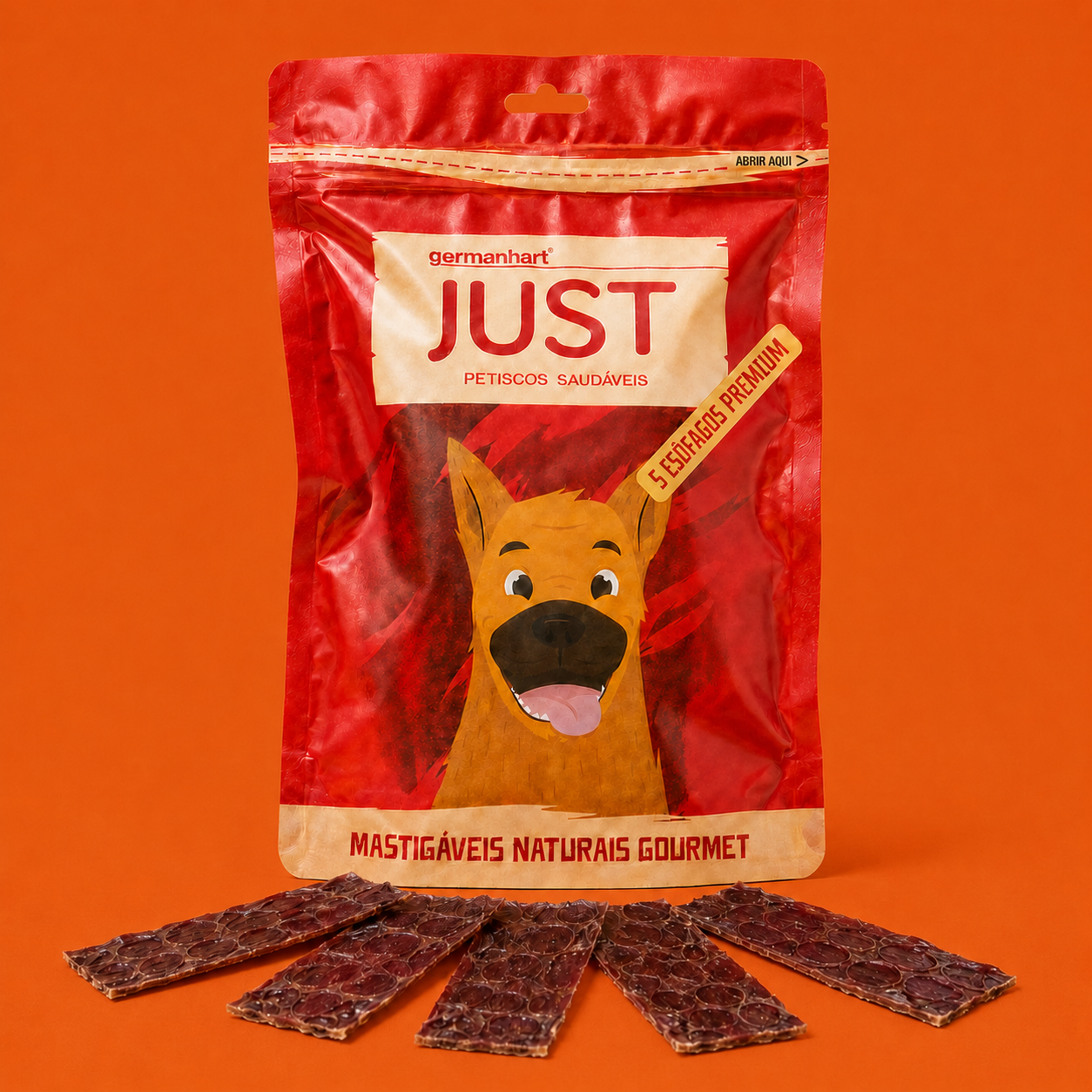 Esôfago Bovino Natural para Cães 5 Unidades Mastigável